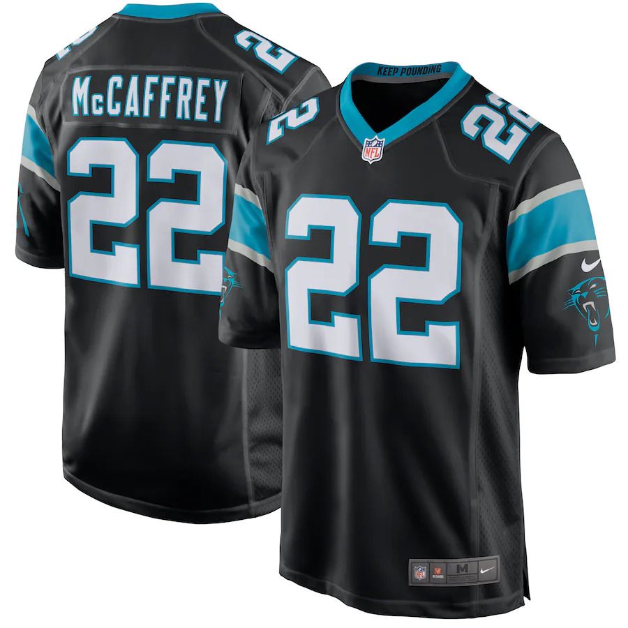 Men Carolina Panthers 22 Christian McCaffrey Nike Black Player NFL Jersey